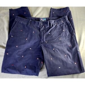 Charleston Threads Chino Pants Mens sz 36 Blue Navy Flat Front flags